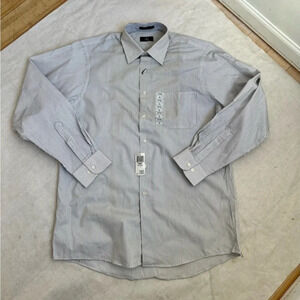 Calvin Klein Men's Shirt Striped White Regular Fit 100% Cotton Size 16 34/35 L